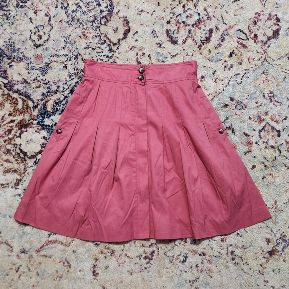 Anthropologie Fei Mauve Pink High Waist Button Pleated Skirt with Pockets Size 6 - Picture 1 of 9